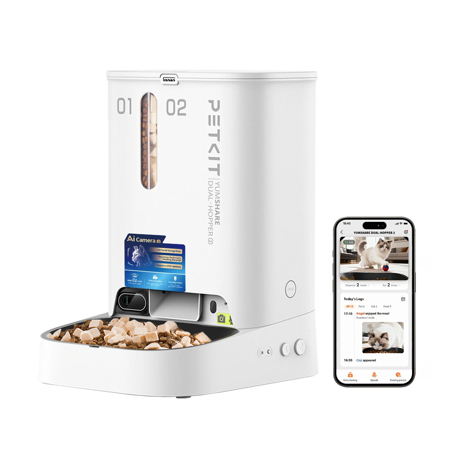 YumShare Dual-hopper 2 Automatic Feeder with Camera – PETKIT Canada
